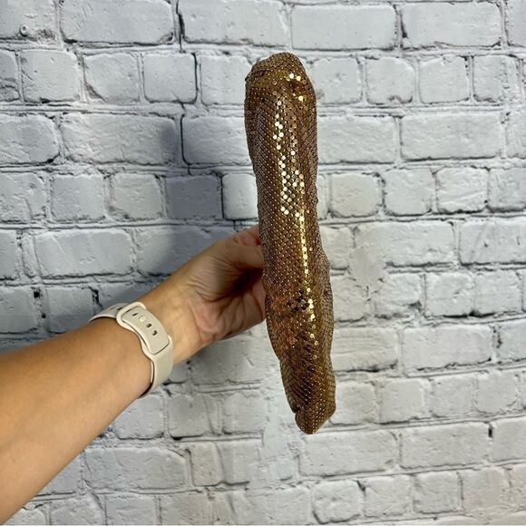 Whiting & Davis vintage gold metal mesh kisslock frame chain clutch bag - Picture 7 of 13